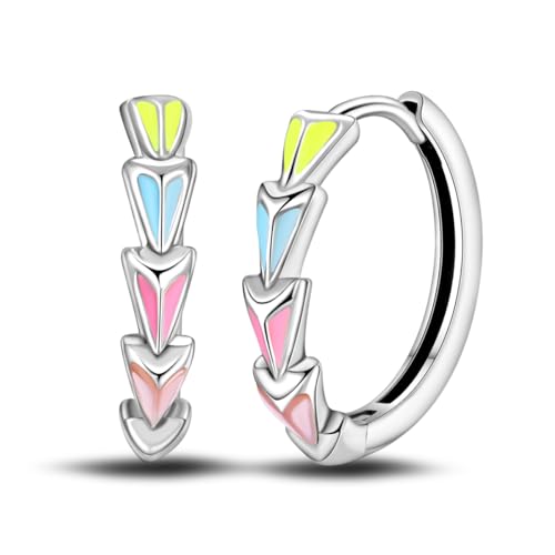 QIKAOLA 925 Sterling Silber Ohrringe für Frauen Bunte Creolen Kleine Creolen Huggie-Ohrringe Hypoallergene Ohrringe für Mädchen von QIKAOLA