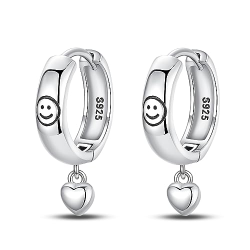 QIKAOLA Silber-Ohrringe für Frauen 925 Sterling Silber Creolen Bunte Huggie-Ohrringe für Mädchen Schmuck Geschenke von QIKAOLA