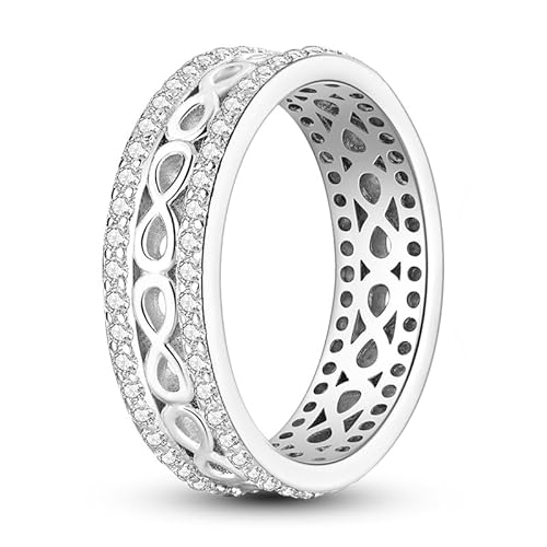 QIKAOLA Silber Ringe für Frauen 925 Sterling Silber Ringe Erklärung Ringe stapelbar Ringe für Jugendliche Mädchen Eternity Band Ringe von QIKAOLA