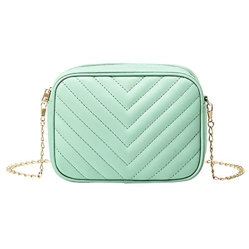 QINQNC Crossbody Taschen für Frauen Messenger Bag Mode Einfacher Streifen Trend Kette Umhängetasche Geldbörse Praktische Trendy Kleine Geldbörse Schulter Handtasche Mini Satchel (Mint Green, One Size) von QINQNC