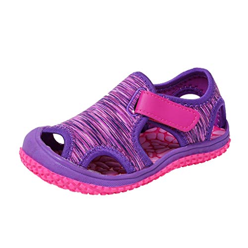 QINQNC Kids Girls Boys Beach Shoes Lightweight Outdoor Sports Athletic Water Shoes Toddler Summer Casual Quick-Drying Non Slip Sandals (Purple, 22.5 Toddler) von QINQNC