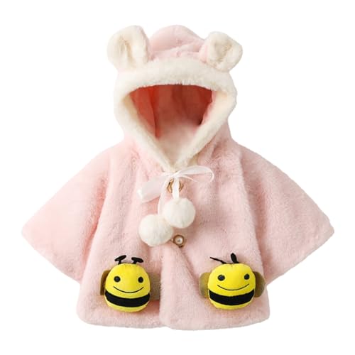 QINQNC Kinder Baby Mädchen Winter Pelzmantel Jacke Kleinkind Kapuze Oberbekleidung Cartoon Warme Fleece Jacken Sweatshirt Kleidung (Pink, 3-6 Months) von QINQNC