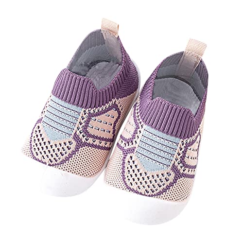 QINQNC Toddler Baby Socks Shoes Infant Girl Boy Slippers Lightweight Anti Slip Prewalker Shoes Kids Breathable Barefoot First Walking Shoes (Purple, 18 Infant) von QINQNC