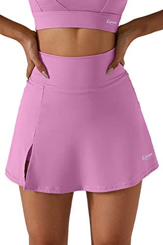 QINSEN Damen Tennisröcke Stretch Hohe Taille Golf Skorts Laufen Sport Workout Activewear, Roseo, Klein von QINSEN