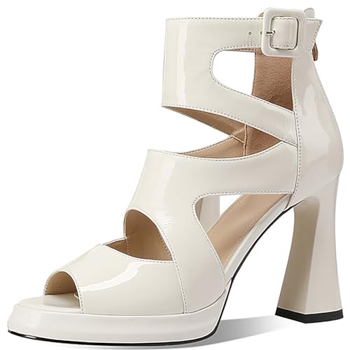 Damen-Klobige High-Top-High-Heels-Sandalen, Sexy, Bequem, Freizeit , Runder Zehen Fisch Plattform Reißverschluss, Knöchelriemen, Schnalle, Sommer, Party, Abend Pump Ballkleid, Schuhe Mit Absatz(Color: von QIQOCCR