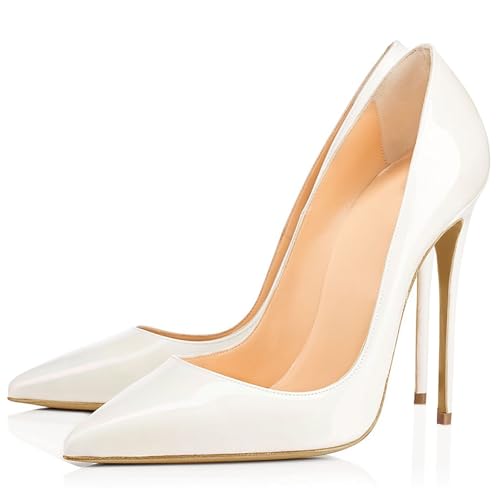 QIQOCCR Große Größe, Klassische Damenmode, Spitzer Zehenbereich, Stiletto-High-Heels, Sandale, Braut, Hochzeit, Bankett, Party, Sommerkleid (Color : White, Size : 38) von QIQOCCR