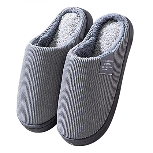 Hausschuhe Damen Winter, Pantoffeln Baumwolle Plüsch Wärme Weiche Herbst und Winter, Anti Rutsch Pantoffeln Hüttenschuhe Plüsch Warme Paare Slippers Hausschuhe Männer Drinnen Outdoor/Indoor von QIUhhpuy