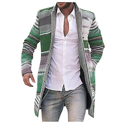 QIUhhpuy Wintermantel Herren Cardigan Herren Lang Strickjacke Bunt Windbreaker Jacken Knopf Strickpullover Sweatjacke Wollmantel Strickmantel Longstrickjacke von QIUhhpuy