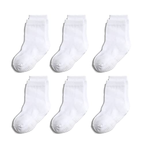 QIYIENDIAN 6 Paar rutschfeste, kuschelige, warme Rundsocken mit Griffen für Babys, Kleinkinder, Kinder, Jungen, Mädchen（1-3 Jahre，2-D-Weiß） von QIYIENDIAN