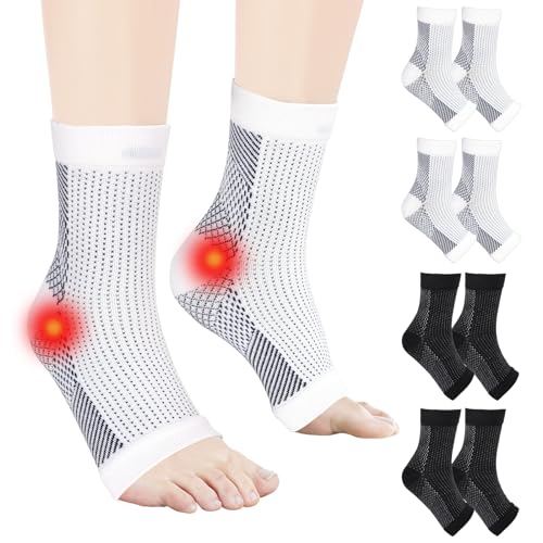 4 Paare Neuro-Socken für Männer und Frauen,Sprunggelenkbandage Orthopädische Kompressionssocken,Neuropathie Socken Plantar Fasciitis Socken, Kompressions socken Verstauchte Knöchel Unterstützung(L/XL) von QKURT