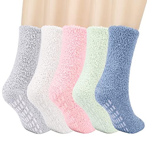 QKURT 5 Paar Flauschige Socken, Anti-Rutsch Fuzzy Socken Winter Thermosocken Kuschelige warme Socken von QKURT