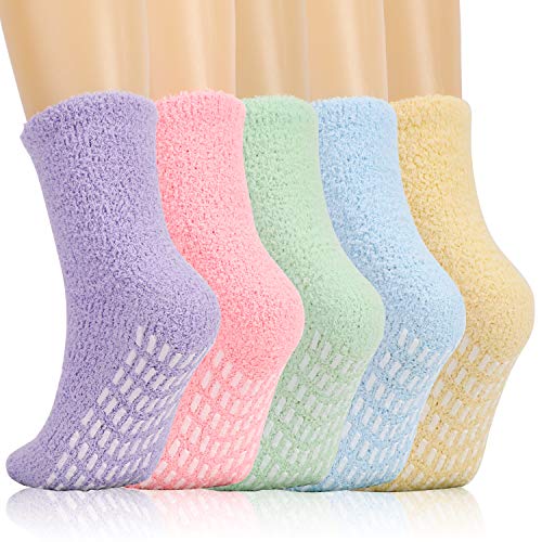 QKURT 5 Paar Flauschige Socken, Winter Stoppersocken Fuzzy Kuschelsocken Gemütliche Niedliche Socken Abendessen Warme Haussocken für Frauen Mädchen von QKURT