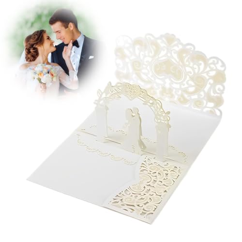 QOWIJEX 1 Stück Pop Up Karte Hochzeit Hochzeitskarte Brautpaar 3D mit Weiß Umschlag Hochzeitskarten für Standesamt & Kirchliche Trauung Romantische Glückwunschkarte zum Hochzeitstag QOWIJEX 1 Stück Pop Up Karte Hochzeit Hochzeitskarte Brautpaar 3D mit Weiß Umschlag Hochzeitskarten für Standesamt & Kirchliche Trauung Romantische Glückwunschkarte zum Hochzeitstag von QOWIJEX