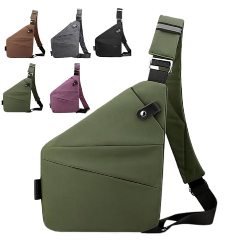 QQDAMAII Anti-Diebstahl-Reisetasche, Crossbody-Umhängetasche, Reisetasche für Damen und Herren, mehrere Taschen, verstellbarer Schultergurt, Grün (Army Green), Left Shoulder von QQDAMAII