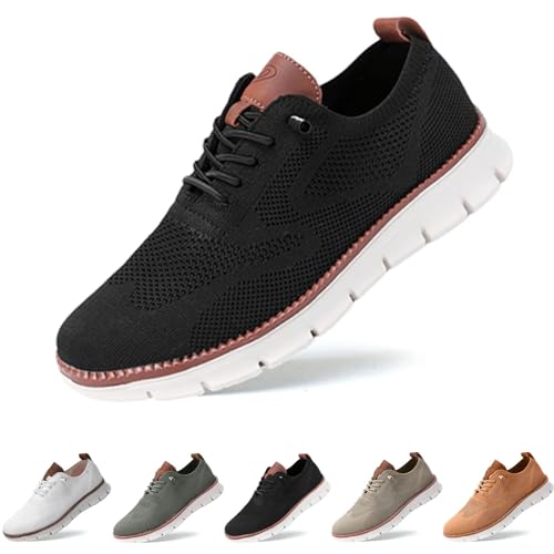 Herren-Wearbreeze-Schuhe, Urban – Ultra-bequeme Schuhe, Herren-Oxfords, Business-Walking-Tennisschuhe, Mesh-Kleid-Sneaker, Herren-Slip-on-Bootsschuhe mit Fußgewölbeunterstützung (Schwarz,EU-40) von QQLADY