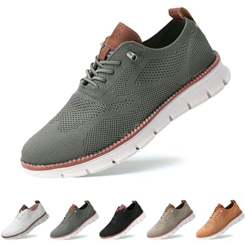 QQLADY Herren-Wearbreeze-Schuhe, Urban – Ultra-Bequeme Schuhe, Herren-Oxfords, Business-Walking-Tennisschuhe, Mesh-Kleid-Sneaker, Herren-Slip-on-Bootsschuhe mit Fußgewölbeunterstützung (Grün,EU-40) von QQLADY