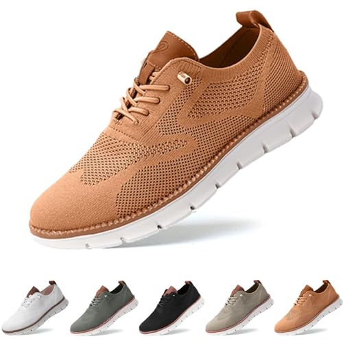 QQLADY Herren-Wearbreeze-Schuhe, Urban – Ultra-Bequeme Schuhe, Herren-Oxfords, Business-Walking-Tennisschuhe, Mesh-Kleid-Sneaker, Herren-Slip-on-Bootsschuhe mit Fußgewölbeunterstützung (Orange,EU-43) von QQLADY