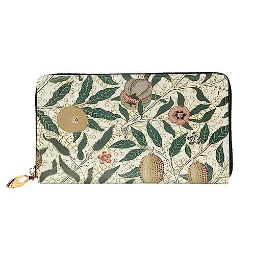 QQLADY Plants and Fruits Damen Ledergeldbörse Langer Reißverschluss um Geldbörse Clutch Geldbörse für Damen Mädchen Handy Geldbörse, Schwarz , Einheitsgröße, Klassisch von QQLADY