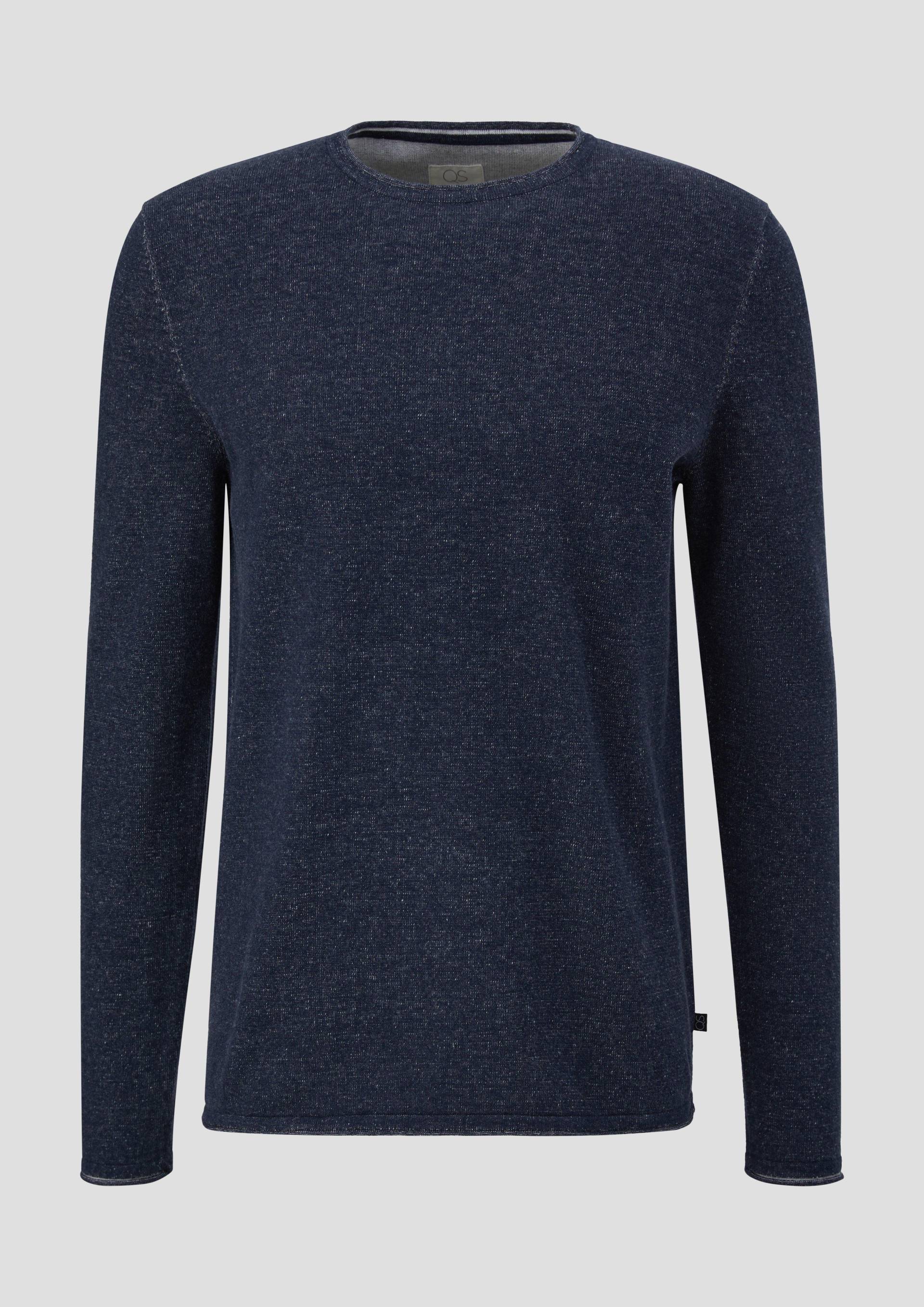 QS - Strickpullover mit Rollsaum, Herren, blau von QS