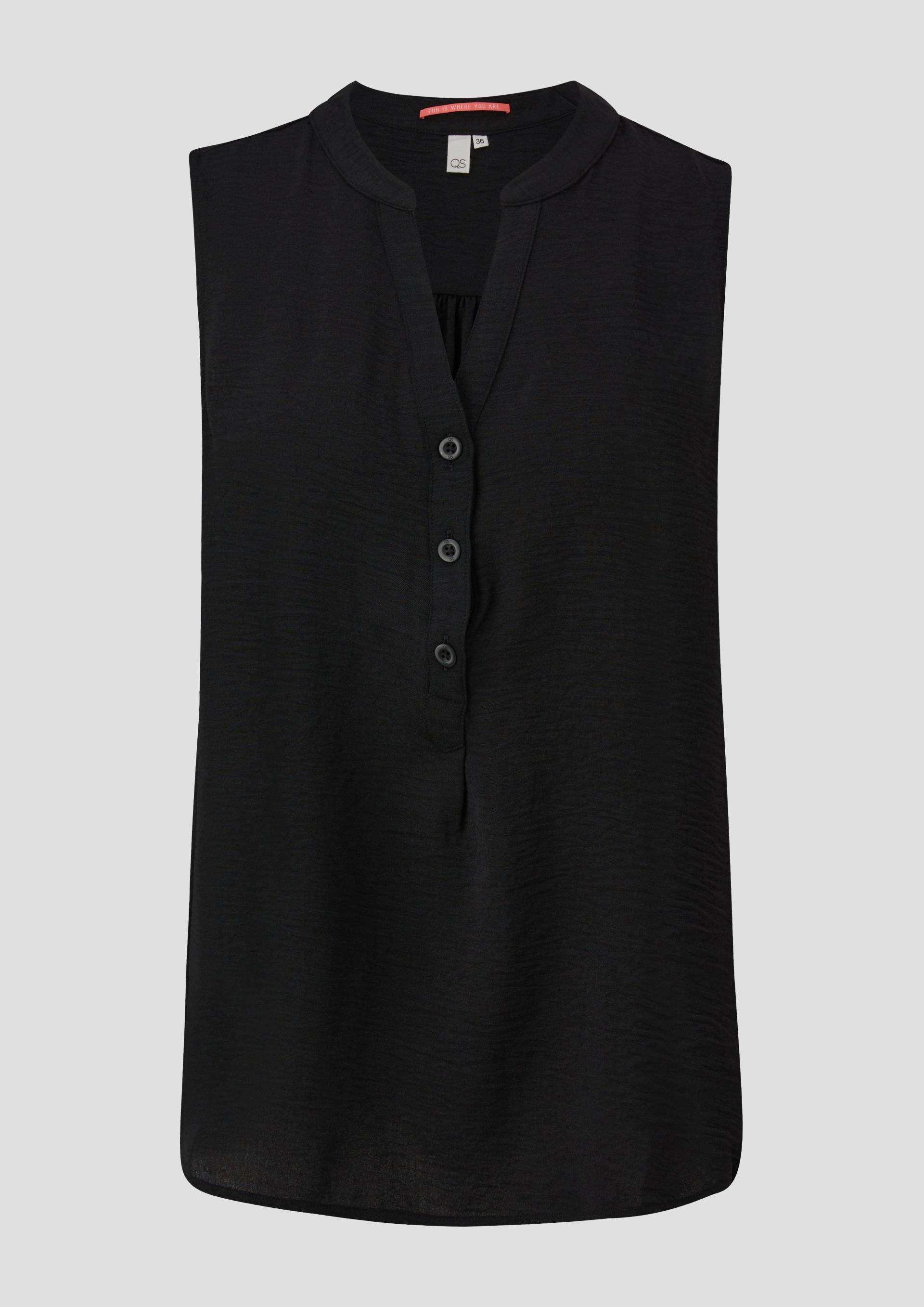 QS - Ärmellose Bluse aus Crêpe, Damen, schwarz von QS