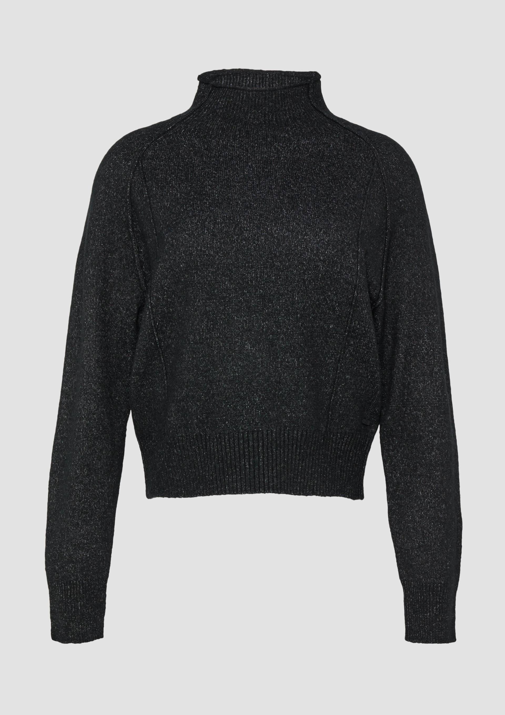 QS - Melierter Strickpullover mit Stehkragen, Damen, schwarz QS - Melierter Strickpullover mit Stehkragen, Damen, schwarz von QS