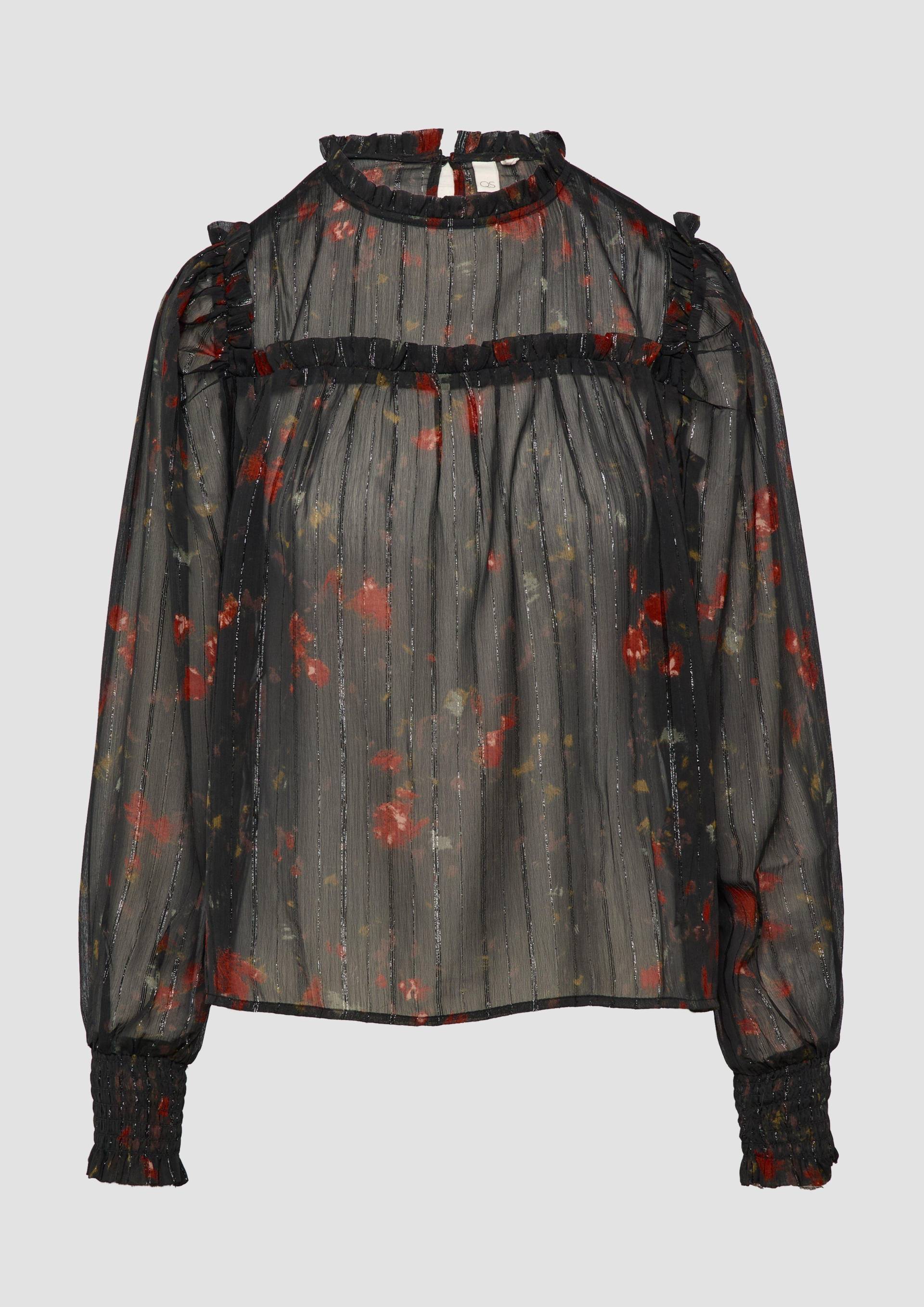 QS - Transparente Chiffon-Bluse mit Glitzergarn, Damen, schwarz QS - Transparente Chiffon-Bluse mit Glitzergarn, Damen, schwarz von QS