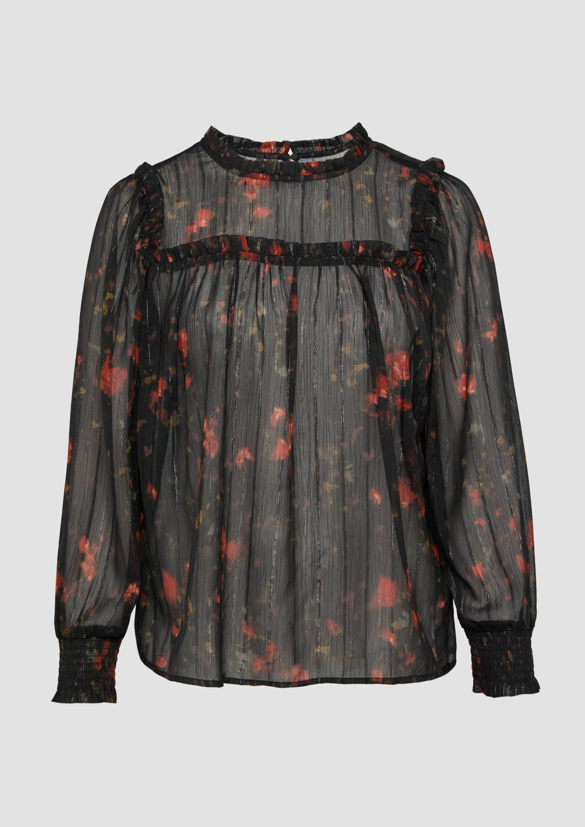 QS - Transparente Chiffon-Bluse mit Glitzergarn, Damen, schwarz QS - Transparente Chiffon-Bluse mit Glitzergarn, Damen, schwarz von QS