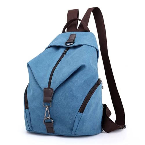 QSFZ NICHANGHUA Leinwand Weiblichen Rucksack Multifunktions Casual Rucksack for Teenager Mädchen Sommer Frauen Große Kapazität Schulter Tasche (Color : Sky Blue, Size : 27cm x 15cm x 35cm) von QSFZ