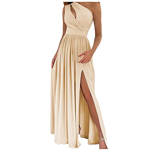 Sommerkleid Damen Abendkleid Sexy Trägerlos Aushöhlen Neckholder Hohe Taille Maxikleid mit Schlitz Elegant Lange Kleider Cocktailkleid Abendkleider Maxikleider Lang Partykleid Ballkleid Festkleid von QSSS