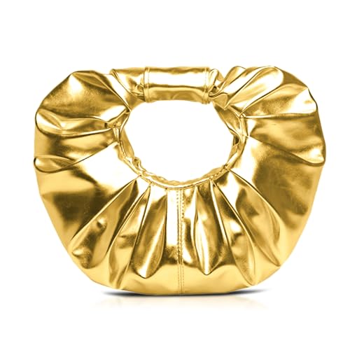 Handtasche für Damen, goldene Abendtasche, plissierte Wolken-Tragetasche für Hochzeit, Abschlussball, Partys Handtasche für Damen, goldene Abendtasche, plissierte Wolken-Tragetasche für Hochzeit, Abschlussball, Partys von QTKJ