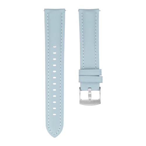 QUARKZMAN Leder Uhrenarmband 20mm Breite Schnellverschluss Flexibel Passend Atmungsaktiv Vintage Leder Uhrenarmband mit Federsteg für die meisten Herren Damen Aquamarinblau von QUARKZMAN