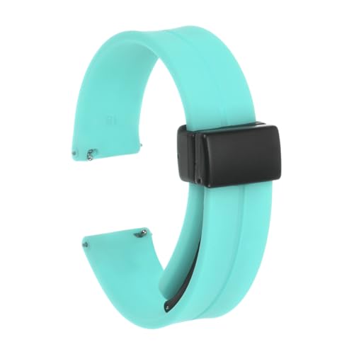 QUARKZMAN Magnetisches Silikon Uhrenarmband 18mm Schnellwechsel Weiches Gummi Wasserdichtes Ersatzarmband mit schwarzem Metall-Faltschließe für Männer und Frauen, Mintgrün von QUARKZMAN