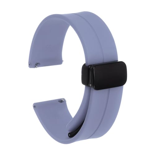 QUARKZMAN Magnetisches Silikon Uhrenarmband 22mm Schnellwechsel Weiches Gummi Wasserdichtes Ersatzarmband mit schwarzem Metall-Faltschließe für Männer und Frauen, Lavendelgrau von QUARKZMAN