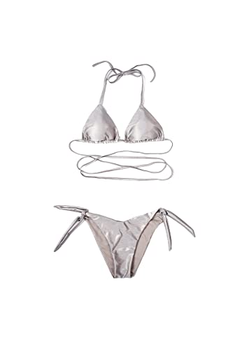 QUEEN HELENA Bikini Sets Damen 1095CD Silber/schwarz, S von QUEEN HELENA