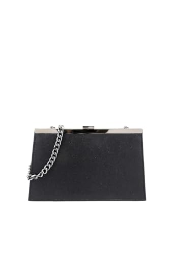 QUEEN HELENA Leichte Harte Clutch Elegante Handtasche und Schultergurt Handtasche für Zeremonie Party Event Damen, S6006 Schwarz von QUEEN HELENA