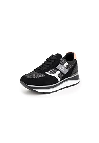 QUEEN HELENA Plateau-Sneakers für Damen Turnschuhe mit Keilabsatz X27 28 Schwarz, 40 EU von QUEEN HELENA