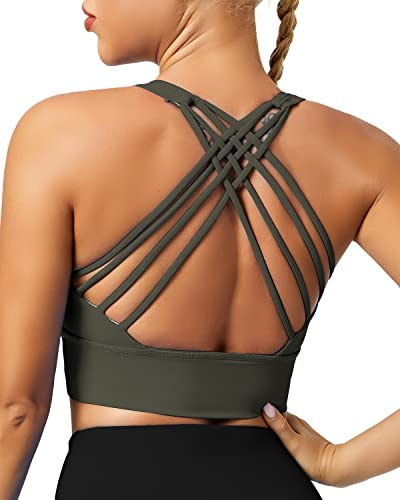 QUEENIEKE Sport BH Damen Ohne Bügel Gepolstert Mittlerer Stark Halt Yoga Bra Gekreuzt Rücken Bustier Sport Top Fitness Lauf Joggen Free to Be Bra Farbe Tiefseegrün B Größe XL von QUEENIEKE