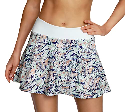 QUEENIEKE Sportliche Kurze Röcke für Damen Leichte elastische Sportröcke Atmungsaktiver Tennis-Golfrock mit Taschen Größe XL Farbe Graffiti-Kunst von QUEENIEKE