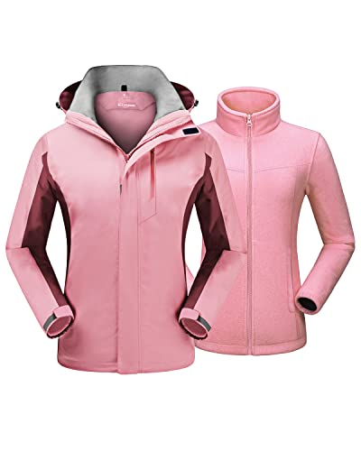 QUEENIEKE Wasserabweisend Outdoorjacke Softshelljacke 3 In 1winddicht Atmungsaktiv Funktionsjacke Mit Abnehmbarer Kapuze S Kamelpulver von QUEENIEKE