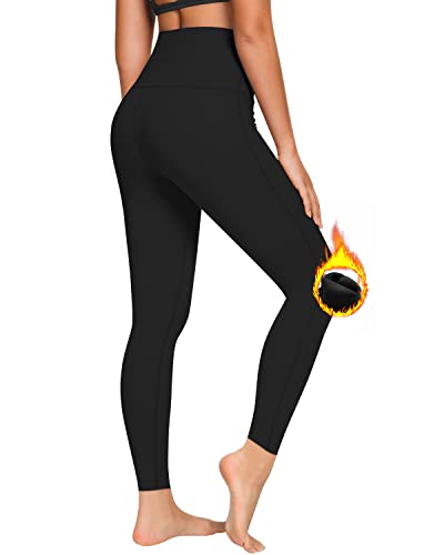 QUEENIEKE Women Yoga Thermal Winter Leggings Classic 5.5 Inch High Waist Running Pants Tummy Control Workout Tights(XS, Schwarz Thermo Funktion) von QUEENIEKE