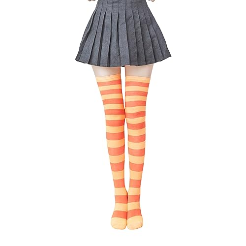 QUEENYARD Oberschenkelhohe Overknee-Socken für Damen, schwarz-weiß gestreift, lange Polyester-Strümpfe, gestrickt, warme Socken, Orange und Gelb, Einheitsgröße QUEENYARD Oberschenkelhohe Overknee-Socken für Damen, schwarz-weiß gestreift, lange Polyester-Strümpfe, gestrickt, warme Socken, Orange und Gelb, Einheitsgröße von QUEENYARD