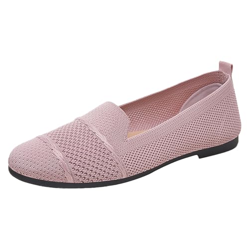 QUINTRA Atmungsaktive Flache Damenschuhe Runde Zehe Bequeme Slip-On-Wanderschuhe Lässige Arbeitsrutschen Schuhe (Pink, 38) von QUINTRA