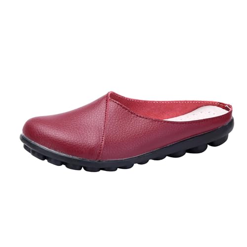 QUINTRA Damen Casual Keilschuhe Geschlossene Zehe Anti-Rutsch-Slip-On-Slides-Schuhe Sommer Outdoor Walking Wanderschuhe (Wine, 36) von QUINTRA