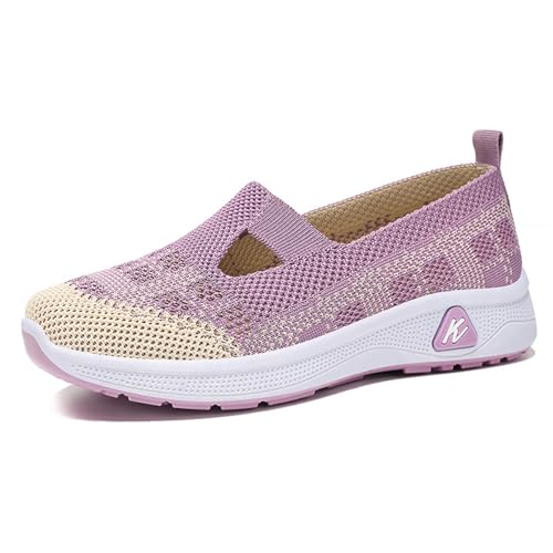 QUINTRA Damen Mesh Atmungsaktive Outdoor-Sportschuhe Ausschnitte Anti-Rutsch Leichte Casual Sommer Laufende Wanderschuhe (Purple, 40) von QUINTRA