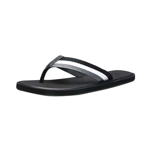 QUINTRA Gestreifte Herren Flip Flops Leichte Sommer Rutschfeste Zehenstegsandalen Bequeme Indoor Outdoor Hausschuhe (White, 41) von QUINTRA