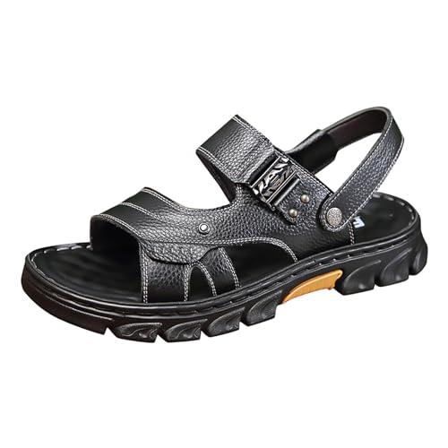 QUINTRA Herren Anti-Rutsch Sommer Sport Sandalen Knöchelriemen Leichte Outdoor Walking Wandern Sportschuhe (Black, 38) von QUINTRA