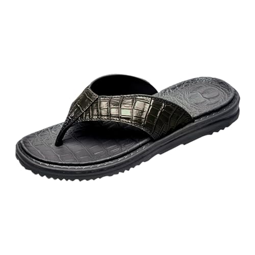 QUINTRA Herren Strand Tanga Sandalen Bequeme Anti-Rutsch-PU Flip-Flop Slides Duschschuhe Sommer Indoor Outdoor Hausschuhe (Brown, 45) von QUINTRA