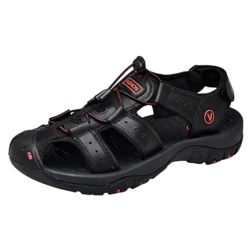 QUINTRA Men's Cord Sport Sandals Hollow out Closed Toe Athletic Anti-slip Walking Outdoor Hiking Sandals Beach Water Shoes (Black, 40) von QUINTRA