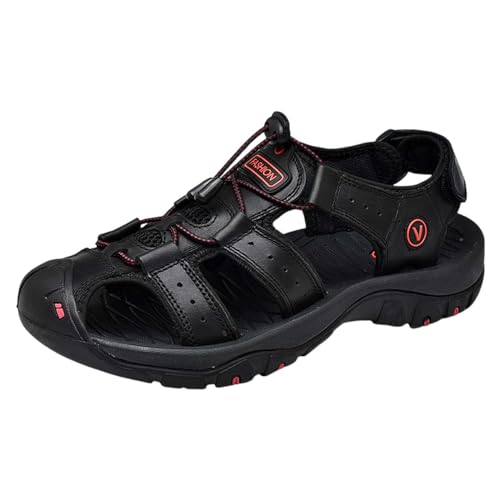 QUINTRA Men's Cord Sport Sandals Hollow out Closed Toe Athletic Anti-slip Walking Outdoor Hiking Sandals Beach Water Shoes (Black, 48) von QUINTRA
