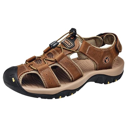 QUINTRA Men's Cord Sport Sandals Hollow out Closed Toe Athletic Anti-slip Walking Outdoor Hiking Sandals Beach Water Shoes (Brown, 40) von QUINTRA